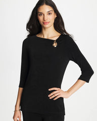 Chico's | Travelers™ Hardware 3/4 Sleeve Tunic/ Travelers Black