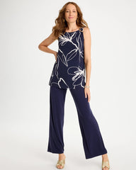 Chico's | Travelers™ Knit Botanical Jeweled Tunic/ Passport Blue