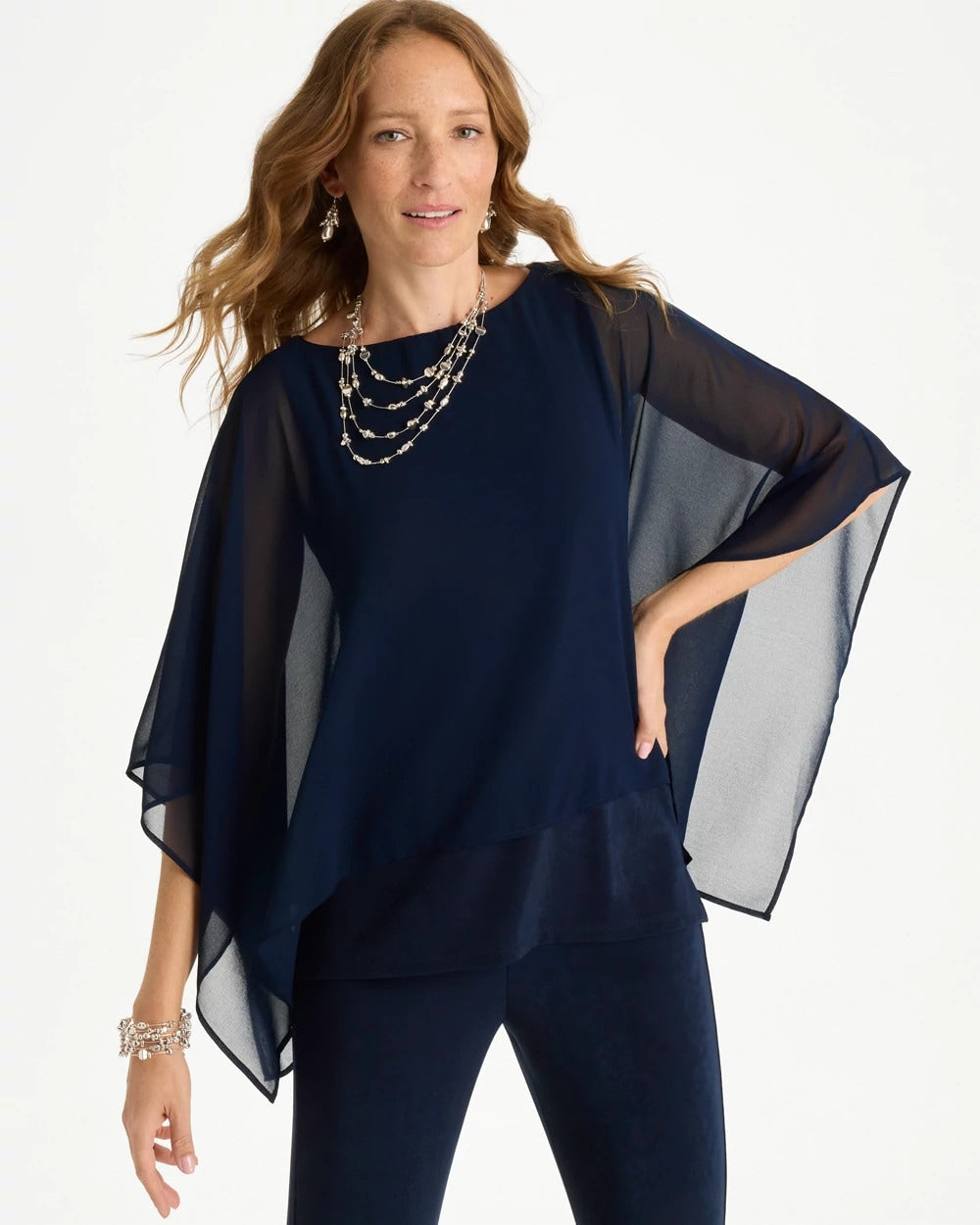 Chico's | Travelers™ Chiffon Layered Top/ Travelers India Ink