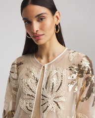 Chico's | Travelers™ Collection Sequin-Mesh Jacket/ Modern Ecru