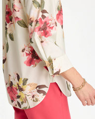 Chico's | No Iron™ Printed Stretch Shirt/ Hot Honeysuckle