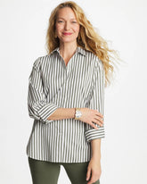 Chico's | No Iron™ Stretch Striped Shirt/ Kelp Forest