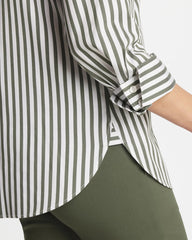 Chico's | No Iron™ Stretch Striped Shirt/ Kelp Forest
