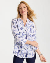 Chico's | No Iron™ Printed Linen Shirt/ Amparo Blue