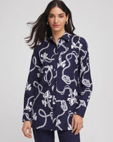 Chico's | No Iron™ Rope Print Tunic/ Passport Blue