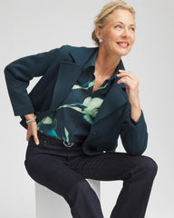 Chico's | No Iron™ Glacial Flora Sateen Shirt/ Teal Shadow