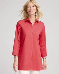 Chico's | No Iron™ Classic Button Down Tunic/ Folkloric Red