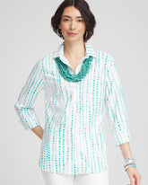 Chico's | No Iron™ Sateen Bubble Print Shirt/ Seaspray