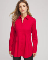 Chico's | No Iron™ Peplum Pleated Shirt/ Carmine Red