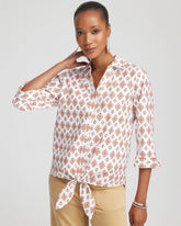 Chico's | No Iron™ Tie-Front Geo-Print Shirt/ Siesta Rose