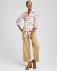 Chico's | No Iron™ Tie-Front Geo-Print Shirt/ Siesta Rose
