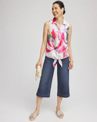 Chico's | No Iron™ Bloom Linen Tie-Front Shirt/ Crushed Berries