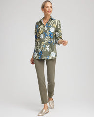 Chico's | No Iron™ Printed Sateen Shirt/ Nettle Leaf