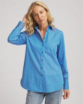 Chico's | No Iron™ Classic Striped Shirt/ Empire Blue
