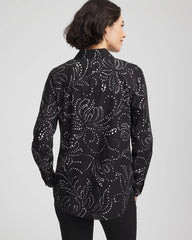 Chico's | No Iron™ Findot Print Sateen Shirt/ Black