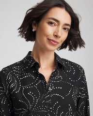 Chico's | No Iron™ Findot Print Sateen Shirt/ Black