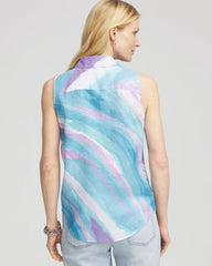 Chico's | No Iron™ Linen Tie-Front Sleeveless Shirt/ Paradiso Blue