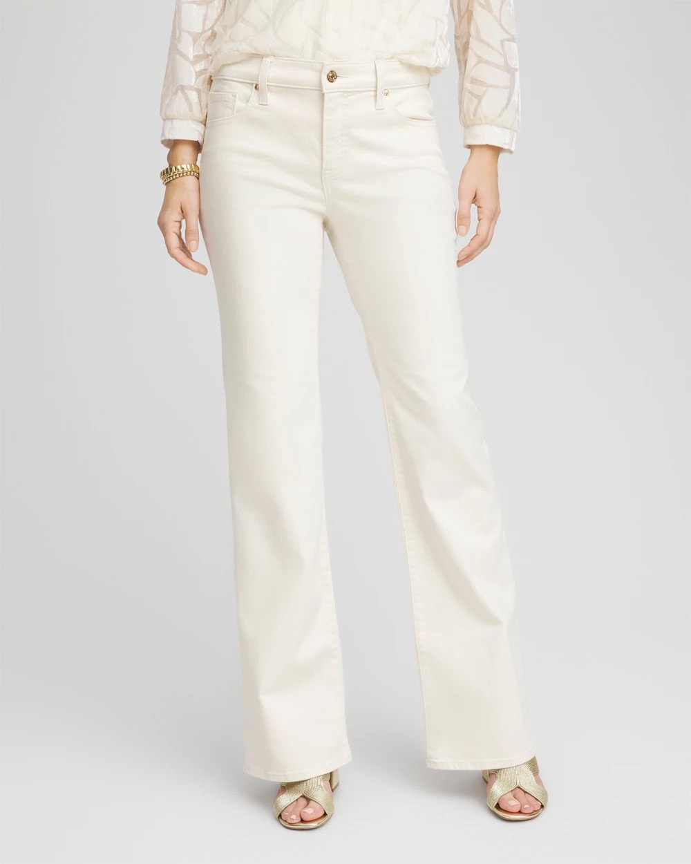 Chico's | Petite Girlfriend Flared Leg Jeans/ English Cream