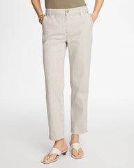 Chico's | Stripe Girlfriend Straight Ankle Jeans/ Lichen