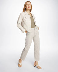Chico's | Stripe Girlfriend Straight Ankle Jeans/ Lichen