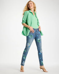 Chico's | Girlfriend Slim Floral Ankle Jeans/ Meera Indigo