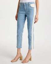Chico's | Girlfriend Ticking Stripe Crop Jeans/ Indigo