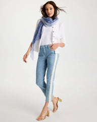 Chico's | Girlfriend Ticking Stripe Crop Jeans/ Indigo