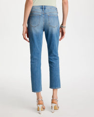 Chico's | Floral Patchwork Girlfriend Crop Jeans/ Aquamarine Indigo