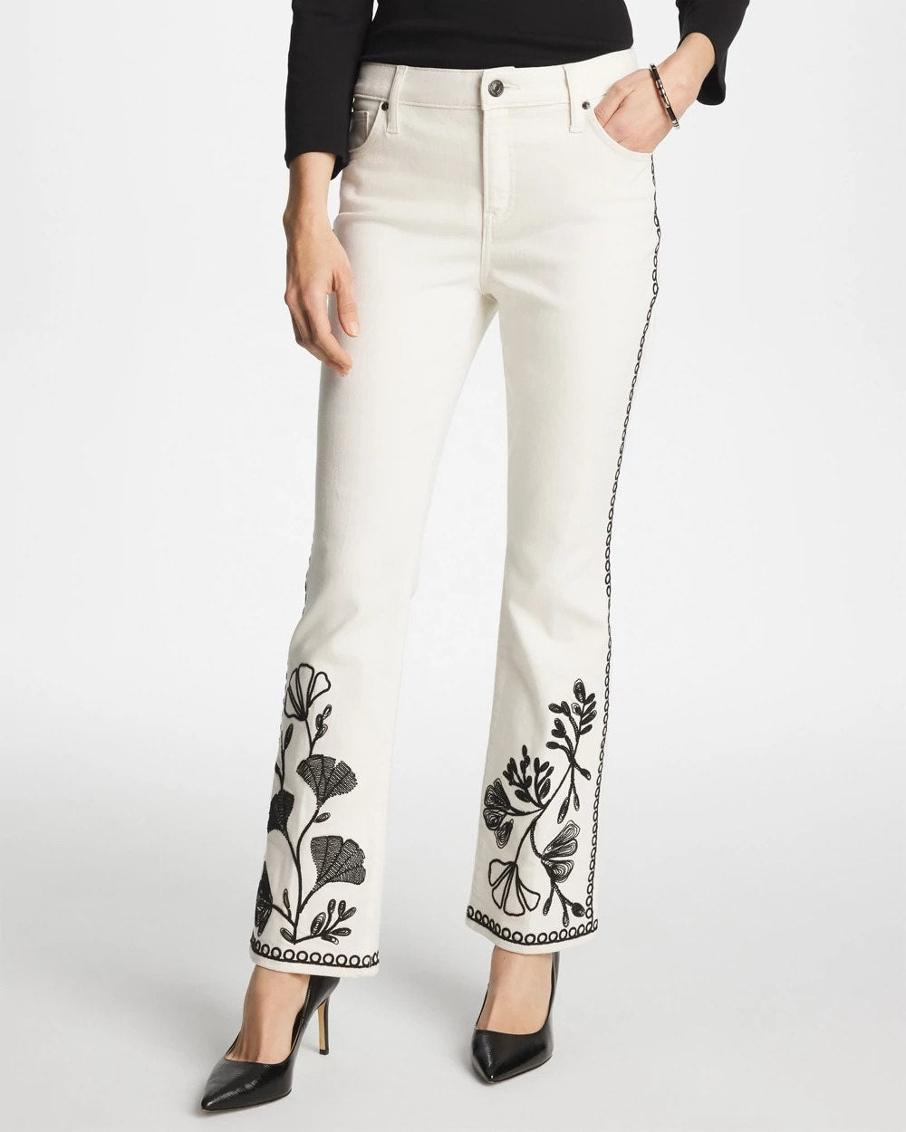 Chico's | Ginkgo Girlfriend Cropped Flared Jeans/ Sea Salt