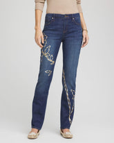 Chico's | Sequins Rose Girlfriend Slim-Leg Jeans/ Sequoia Indigo