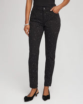 Chico's | Stone Embellished Girlfriend Slim Ankle Jeans/ Black