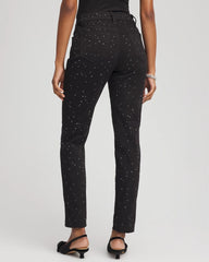 Chico's | Stone Embellished Girlfriend Slim Ankle Jeans/ Black