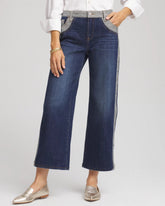 Chico's | Girlfriend Cropped Colorblock Wide-Leg Jeans/ Eclipse Indigo