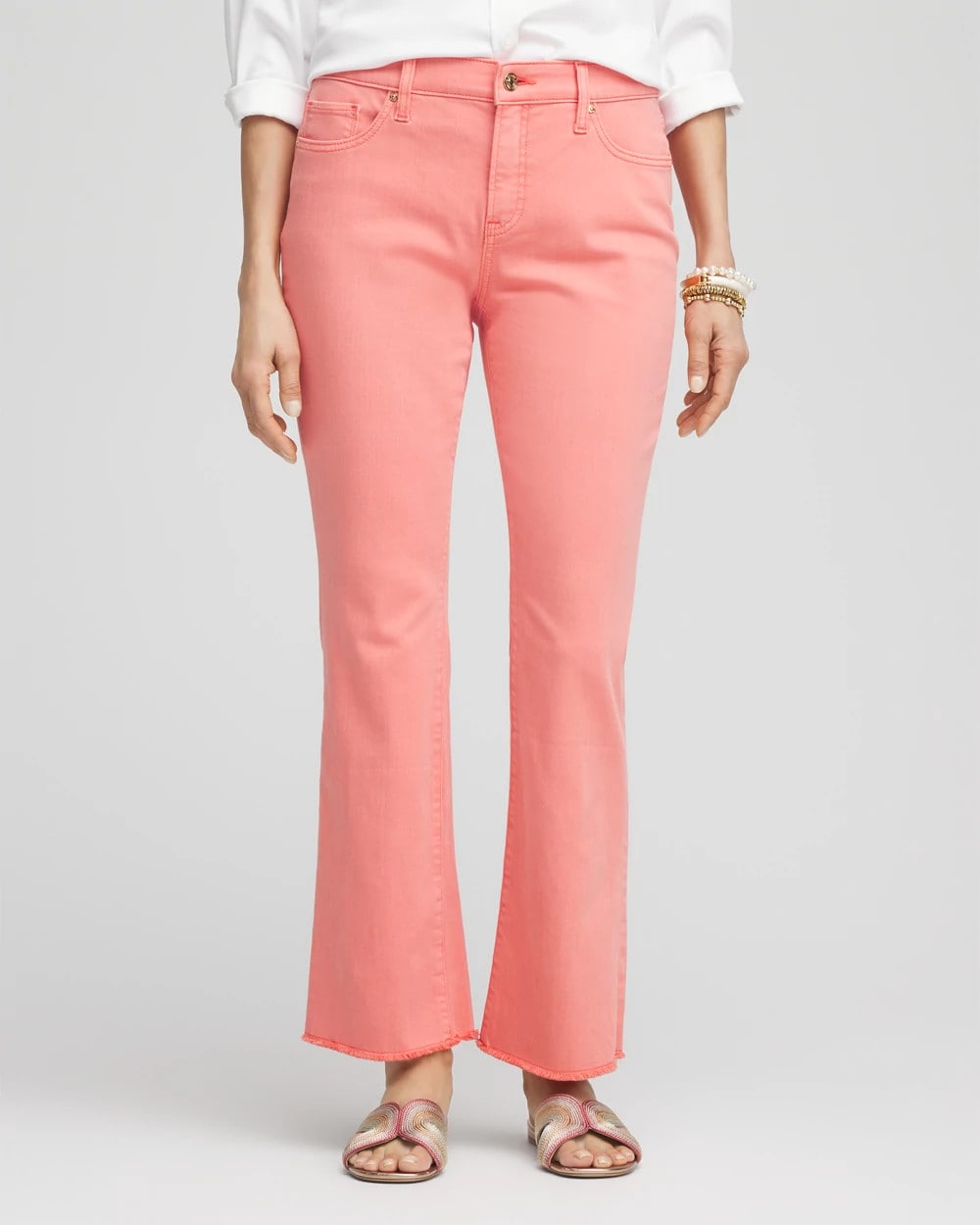 Chico's | Girlfriend Fray Hem Kick Flare Jeans/ Melon Mambo