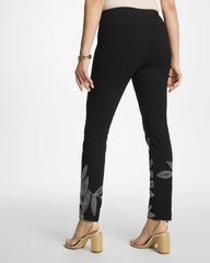 Chico's | Floral Soutache Brigitte™ Slim Pull-On Ankle Pants/ Black