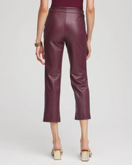 Chico's | Faux Leather Brigitte™ Pull-On Cropped Pants/ Blackened Burgundy