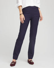 Chico's | Shadow Stripe Brigitte™ Slim Pull-On Pants/ Passport Blue