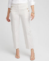 Chico's | Emme Striped Sailor Straight Crops/ Ecru