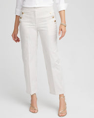 Chico's | Emme Striped Sailor Straight Crops/ Ecru
