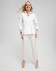 Chico's | Emme Striped Sailor Straight Crops/ Ecru
