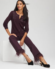 Chico's | Juliet Feathered Flared Cropped Pants/ Night Bloom