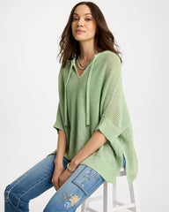 Chico's | Avocado Artistry Open Knit Poncho/ Avocado Artistry