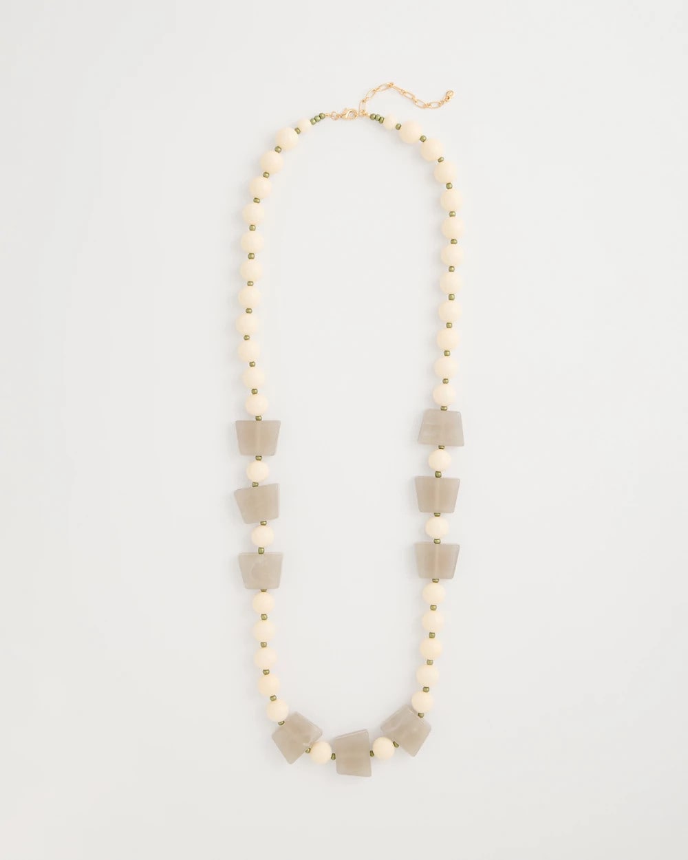 Chico's | Long Geo Beaded Necklace/ Neutral