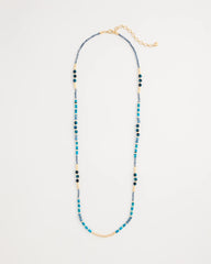Chico's | Genuine Stone Beaded Long Necklace/ Teal