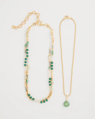 Chico's | Aventurine Stone Pendant Necklace/ Green
