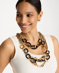 Chico's | Triple Strand Convertible Resin Necklace/ Neutral