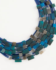 Chico's | Chico's Originals Resin Square Corded Necklace/ Blue Multi