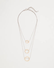 Chico's | Mixed Metal Triple Circle Pendant Necklace/ Mixed Metals