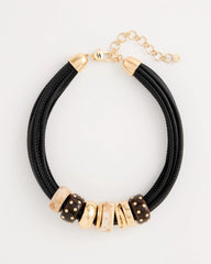 Chico's | Embellished Rings Corded Necklace/ Neutral