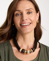 Chico's | Embellished Rings Corded Necklace/ Neutral